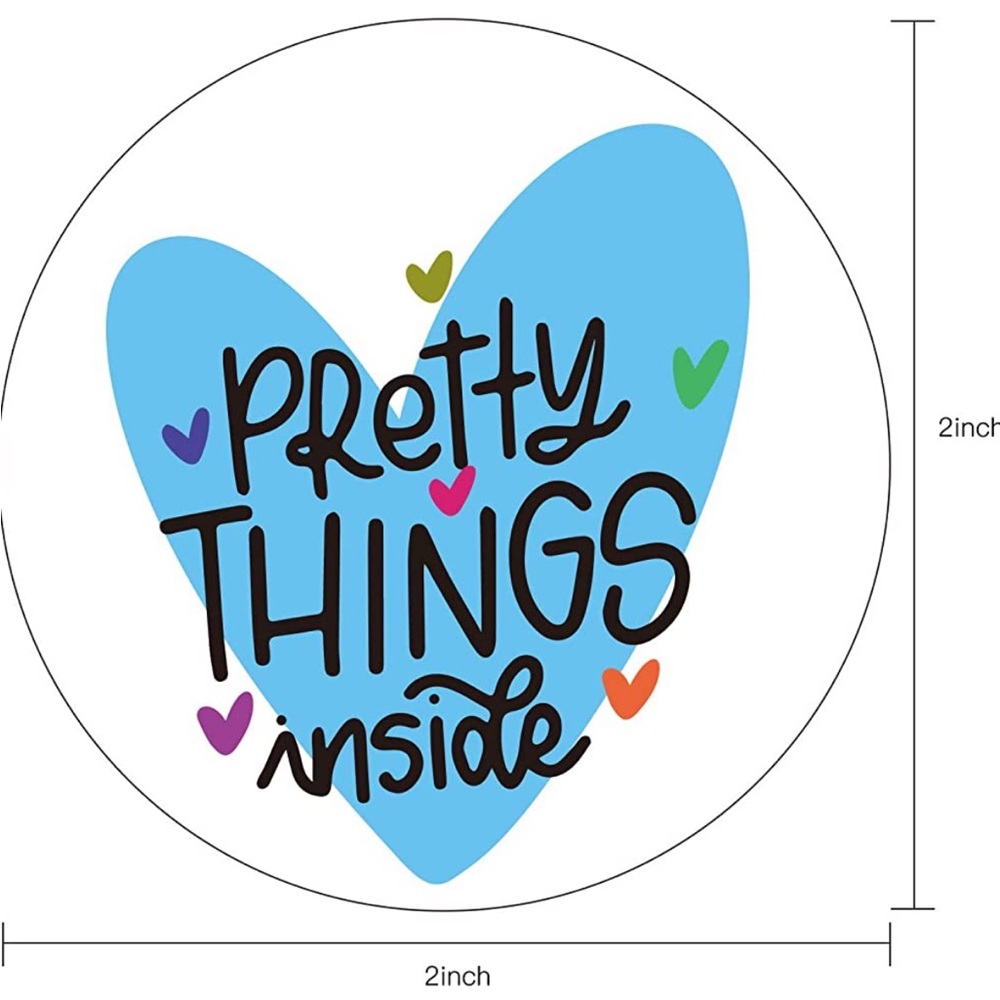 50 Pretty Things Inside Blue Heart 2 inch stickers